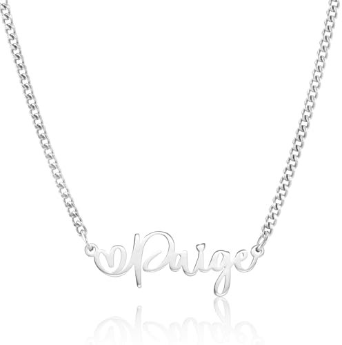 Personalised Name Necklace Heart Pendant | Available in Silver, Gold or Rose Gold | The Perfect Handmade Gift (925 Sterling Silver)