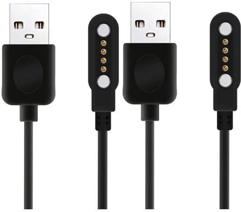 BaiWeiDun [2 Pack] Smart Watch Charger Cable, Magnetic SmartWatch Accessories Charger Cable 4 Pin Cord, Charger Contact pin spacing 7.62 mm for Smart Watch, Fitness Tracker (2)