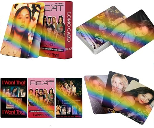 FOURBOM Heat Laser card 55Pcs Gidle Photocards Gidle Laser card (G) I-DLE Lomo Cards Gidle Heat Album card Gidle KPOP Merch Photocard Set Gift for Fans Party Decorations Gidle Merch, andere