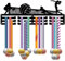 CREATCABIN Beach-Volleyball-Medaillenhalter,Medaillenaufhänger,Medaillen-Wandhalterung,Rahmen,Sport-Hängesportler,Metall,Eisen,Schwarz,Organizer-Rack Zum Aufhängen von 60 Medaillen,Fußball 40x15cm