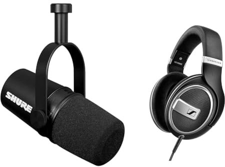 Shure MV7X XLR Podcast-Mikrofon – Dynamisches Mikrofon mit professioneller Qualität & Sennheiser HD 599 Special Edition, Kopfhörer mit offenem Rücken, Schwarz
