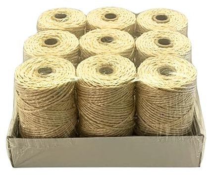 Kelmas - Cuerda Sisal Natural - 210MTS - 350GR - Grosor 3MM - 9 UDS - Cuerda para Rascador de Gatos, Manualidades, Decoración, Empaquetar Regalos, Bricolaje.