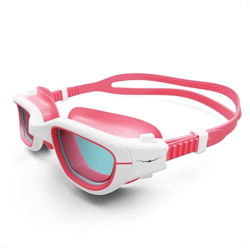 AqtivAqua Occhialini da nuoto per bambini 6-14 3-6 occhialini da nuoto per bambini ragazze ragazzi MINI-DXP (rosa e bianco, lenti polarizzate)