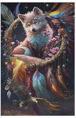 Wolf 1000 Teile Puzzles, Wood Craft, Hochwertiges Modernes Puzzle, DIY, Für Erwachsene Und Kinder Ab 12 Jahren Holz, Puzzle （78×53cm）