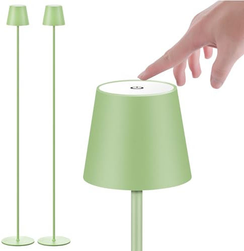 IMQSQIK 2Pack Cordless Floor Lamp for Outdoor/Indoor, Built-in 6800 mAh Battery LED Battery Operated lamp Rechargeable, with Touch Control Floor lamp，Adjustable Height Floor Lamp for Patio(Green)