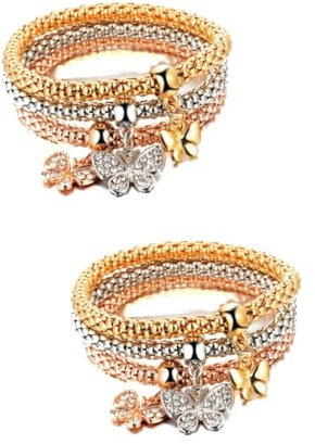 DEARMAMY 6 Stk Armband für Frauen Elastisches Armband-Set Tricolor-Set Popcorn- Anhänger Dreifarbiges Damen