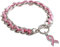 Modaworld Bracelet Octobre Rose Lutte Contre Le Cancer en Simili Cuir Rose et Ruban Rose