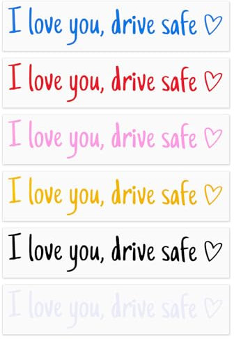 Gjinxi 6 Stück Drive Safe I Love You Decal Auto Rückspiegel Aufkleber Vanity Mirror Sticker Rear View Mirror Decal Autofenster Aufkleber Zubehör Geschenk für Frauen Muttertag