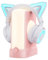 YOWU RGB Black Cat Ear Headphones 4GS and Crystal Headphone Stand Accessories for The Ultimate Experience (White) (Pink)