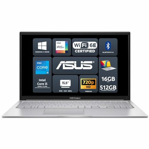 ASUS Vivobook 15 F1504ZA, Notebook con Monitor da 15,6 FHD Anti-Glare, 60Hz, Intel Core 12ma gen i5-1235U, RAM 16GB, 512GB SSD PCIE, grafica Intel Iris X, WIN 11 HOME, Bluetooth 5.3, Argento