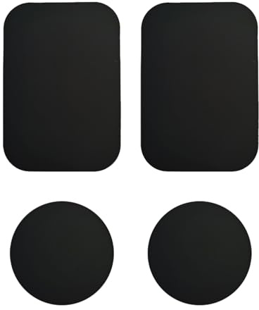 KkvoGmle 4 Stück Selbstklebende Metallplatte, Metallplatte für Handy Magnethalterung, Doppelseitiges Klebeband Handy Magnet für Auto Zubehör, 2 Runden und 2 Rechtecke Metallplättchen