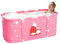 Sinbide Baignoire Pliable Adulte, Grand Antidérapant Baignoires Portable Mobile pour Douche, Pliante SPA Baignoire pour Petite Salle de Bain, Trempage Autoportante Baignoire, 115x60x55cm (Rose)