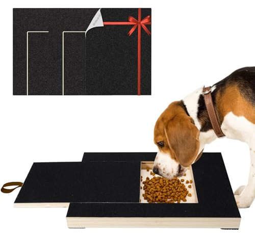 OT-NVWOZR Dog Nail Scratch Board, Wooden Dog Nail File Board with Built-in Snack Box & 3 Sandpaper, Puppy Grinding Pad Sturdy Paws Stress-free Scratch Mat for Pets Nail Care