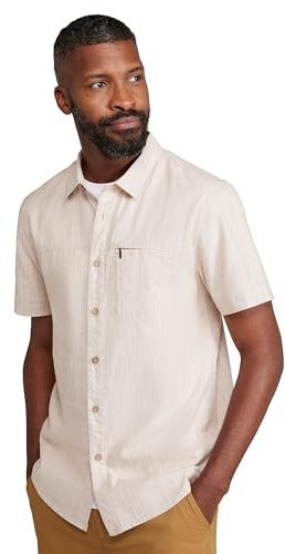 Mountain Warehouse Coconut Slub Texture Short-Sleeved Shirt - Lightweight Cotton Tee with Pocket, Casual Wear - Spring Summer, Holidays & Travelling Beige (Slub Texture) S