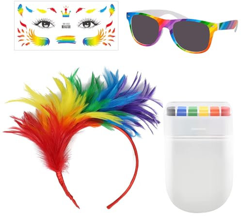 YKHSUAOU Bunt Feder Stirnband Feder Faszinator Stirnband Cosplay Haarreif Karneval Kopfschmuck Regenbogen Feder Haarreif Feder Kopfbedeckung Kostüm für Ostertag Hochzeit Halloween Party