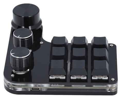Lybunair USB Mini Macro Mechanical Gaming Keyboard with 9 Programmable Keys, 3 Knobs, Red Switch, RGB LED, Onboard Storage, Wired Keypad