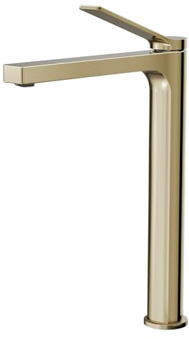 EMKE Robinet de Salle de Bain Or Champagne, Mitigeur Lavabo en Laiton Massif, Cartouche Céramique, Installation Facile, Économiseur d’Eau, 335x233x46 mm