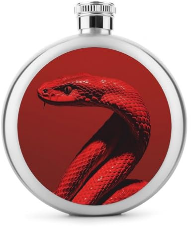 Flasque en acier inoxydable de 150 ml avec imprimé serpent rouge bouclé, bouteille de whisky, liqueur, bouteille d'alcool, pour camping, activités de plein air, fête de mariage
