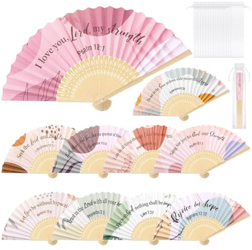 Karenhi 30 Pcs Christian Bible Handheld Folding Fans - Boho Wall Art Decor - Church Fans & Home Decor