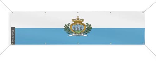 Pixelforma Bandera de San Marino con 10 ojales en varios tamaños (XL) 190 x 760 cm