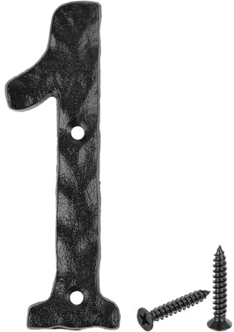 sourcing map House Address Number, 5.5 Inch Cast Iron Vintage Wall Number 1 Outside Numbers for Home Street Office Mailbox Sign, Black
