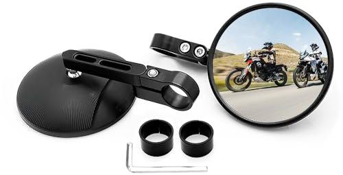 YANGUN Motorrad Spiegel, 2 Stück Motorrad Rückspiegel, Runde Lenkerendenspiegel, E24 Geprüft, Kompatibal mit die meisten Motorradmarken, Runde MotorradSpiegel für Scooter, ATV, Quad, Roller (Kreis)