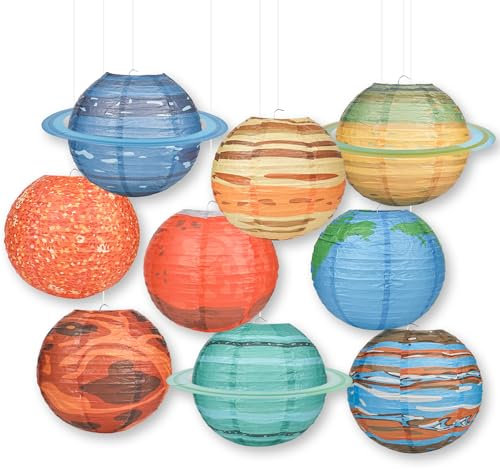 YYTECH 9 Stück Planeten Papierlaternen, Weltraum Themen Laternen, hängende Planetenlaternen, Planeten Lampions für Weltraum Themen Geburtstagsdeko Solarsystem Hängende Deko