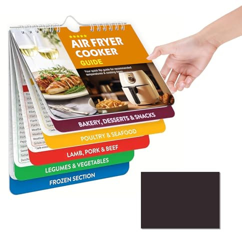 LINTRA 7,5 x 5,2 cm Recettes Air Fryer, Temps Cuisson Air Fryer Magnétique Magnétique, Guide de Cuisson de Friteuse à Air à Feuilles Mobiles, pour Cuisine, Salle à Manger, Orange