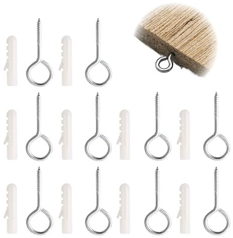 Eye Bolts Screw in Heavy Duty, 2.5 Inch Stainless Steel Screw-in Eye Bolts, Eye Hooks Screws, for Wood Rustproof Eyelet Screws for Indoor Outdoor Use Hook,10 Pcs