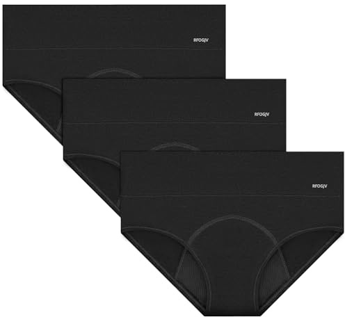 RFOGJV Period Pants for Women Heavy Flow High Waist Leakproof Menstrual Period Underwear Mesh Breathable Extra Protective Postpartum Panties Pack of 3,Black,XL