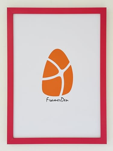 FramerDen® Rainbow 20 Colours Range Modern Thin Picture Photo Poster Frame Decor A5 Size Fits (21 x 14.85 cm) Thin Edge Slim Frame Portrait and Landscape (Pink)