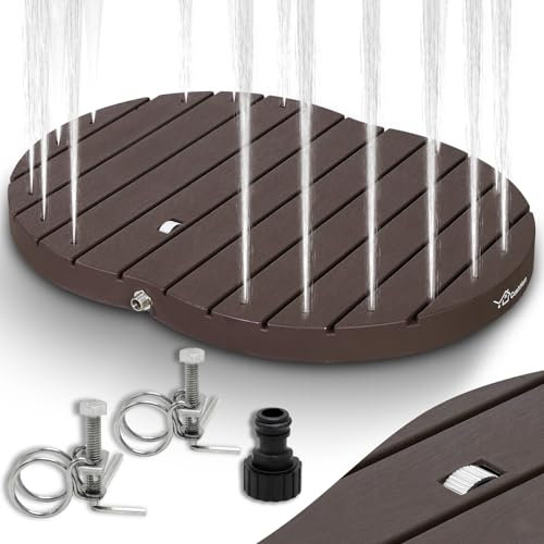 CCLIFE Gartendusche Aussendusche Bodendusche Outdoor, Außendusche Garten Dusche Mit Fußrad, Fontänenhöhe 4m, rutschfeste Wetterfest Braun, CushHom