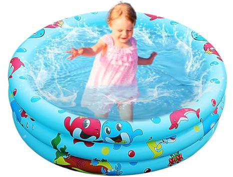 XUQEAYWD Aufblasbarer Pool Rund Für Kinder, Schwimmbecken Für Kinder, Runder Aufblasbarer Planschbecken, Kinderpool, Aufstellpool Rund Für Den Garten Im Freien, Sommerspielzeug, Durchmesser 90cm