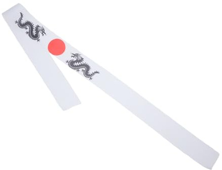 Japanisches Karate Stirnband aus Polyester, Weiß, Atmungsaktiv | Weiches Tragegefühl, Leicht Anzulegen, Japanischer Stil, Geeignet für Training, Kostüm und Partys