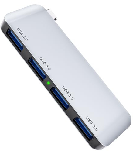 USB C Hub für MacBook Pro/Air, 4 in 1 Docking Station 4xUSB-A 3.0 5Gbps Datenports, Aluminium Multiport Splitter Adapter für Laptop Dell HP Surface Lenovo iPhone iPad PS4/5