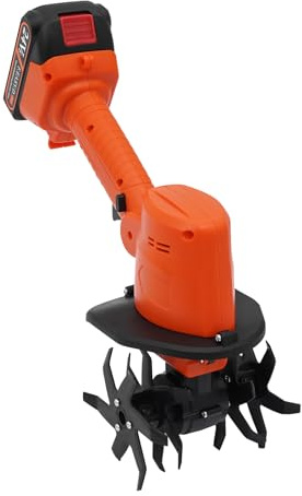 Motorhacke Elektrisch, Akku Bodenhacke 235 U/min & 1500 mAh, Kabellose Mini-Bodenfräse für Garten/Beet, bis 10 cm Tiefe mit Schutzabdeckung