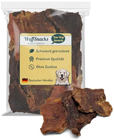 Rinderdörrfleisch für Hunde | 1 kg | Dörrfleisch Hund | 100% Rind | natürliches und getrocknetes Rindfleisch | fettarm und proteinreich | Trockenfleisch Rind von Wuffsnacks