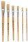 Pack 6 Hog Bristle Short Handle Brush - Flat Tip - Sizes 4,6,8,10,14,18