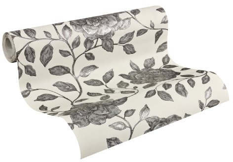 Schöner Wohnen Vliestapete Private Glam, Mustertapete mit edlem Blumenmotiv, grau, metallic, weiß, 945112