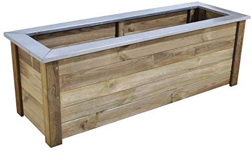 Forest Garden 0.5 x 1.5m (1'6 x 5ft) Pressure Treated Wooden Cambridge Planter, 221 litre