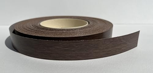 Pre Glued Iron on Melamine Dark Walnut Edging Tape 22mm wide x 5 Metres..