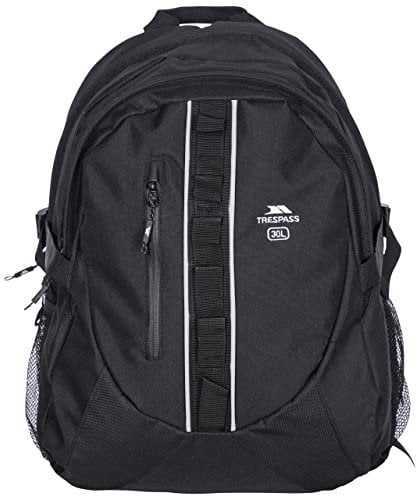 Trespass Deptron, Black, Backpack 30L with Internal Laptop Compartment & Internal Organizer, Black