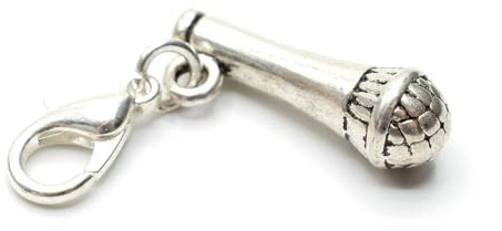 Miniblings Mikrofon Mikro Musik Sänger Charm Zipper Pull silber versilbert | Anhänger zum Kombinieren, in Berlin montiert, ein Fundstück für Sammler