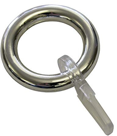 GARDINIA Gardinenringe für Vitragestangen/Caféhausstange, Inklusive Faltenlegehaken, 10 Stück, Ring-Breite 6 mm, Kunststoff, Chrom
