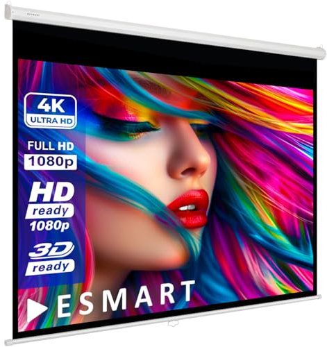 ESMART Economy EXR Écran de Projection Manuel 217 cm Image 200 x 150 cm (98) | Format 4:3 | Écran de projecteur Home cinéma écran Rollo LCD LED