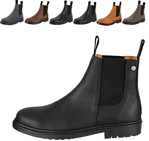 Chelsea Boot »NEW WORK« von SUEDWIND© | bequeme Stiefelette aus robustem Rindsleder | Made in Portugal | Reitschuh mit Profil-Gummisohle und Innen-Leder | Schuh Schlupf Stiefel | Schwarz | Gr. 38