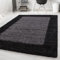 Carpetsale24 Hochflor Teppich Shaggy mit Bordüre 240x340 cm Anthrazit, 2-farbig, flauschig & weich, modernes Design, rechteckig, perfekt für großzügige Wohnräume
