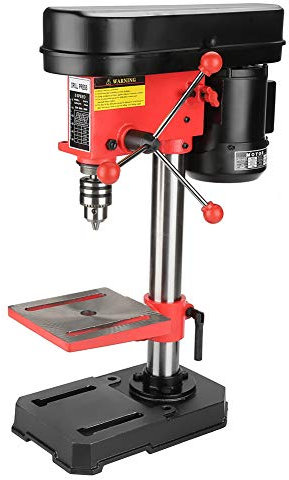 Bench Drill, Industrial Grade Benchtop Drill Press 5-Speed Drill Press Drilling Machine Workbench Drill Hold Press Adjustable DIY Stable Drill Press 350W 50mm UK Plug 230V Red Black
