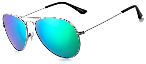 ROCF ROSSINI sonnenbrille damen polarisiert Pilotenbrille frauen Herren Super Licht verspiegelt Retro Linsen Unisex UV400 Schutz mit harter Box (Grün)
