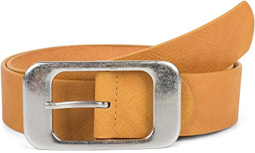 styleBREAKER Unisex Gürtel Unifarben mit großer rechteckiger Schnalle, kürzbar 03010100, Farbe:Curry, Größe:90cm